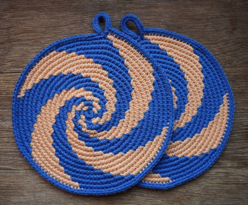 Tutorial crochet round Potholders SPIRALS image 4