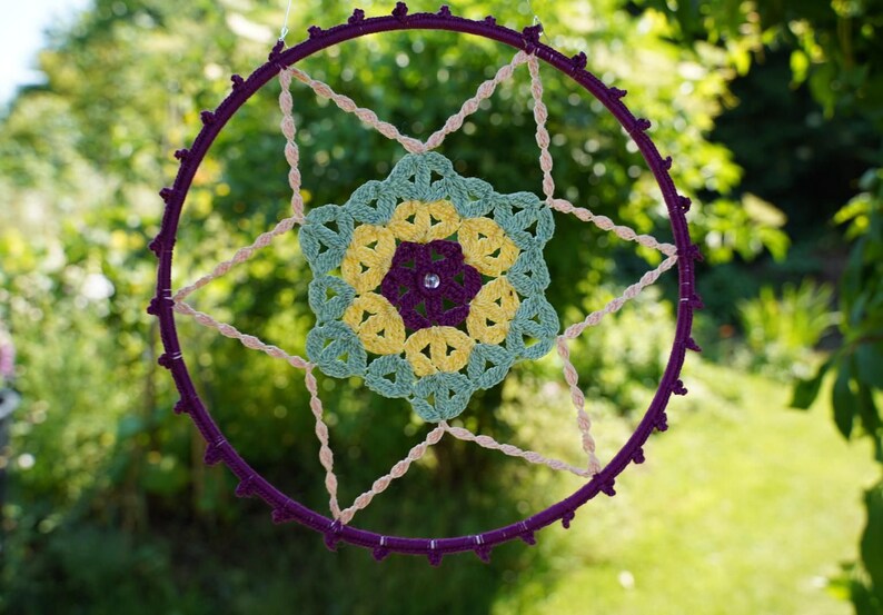 FLOWER OF LIFE Crochet tutorial Dreamcatcher Star image 6