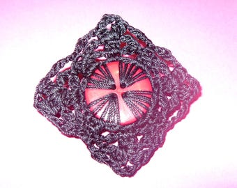 Crochet Tutorial square Brooch