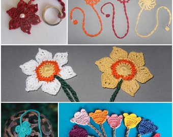 5 Tutoriels de crochet FLEUR Marque-pages