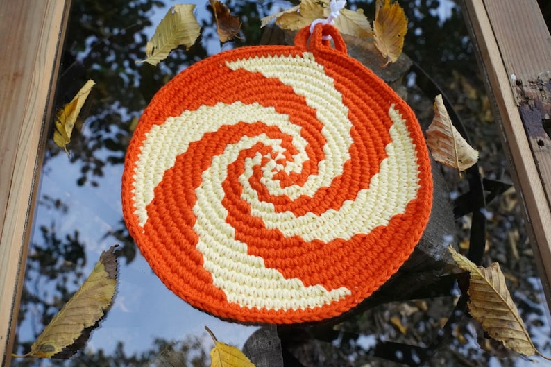 Tutorial crochet round Potholders SPIRALS image 1