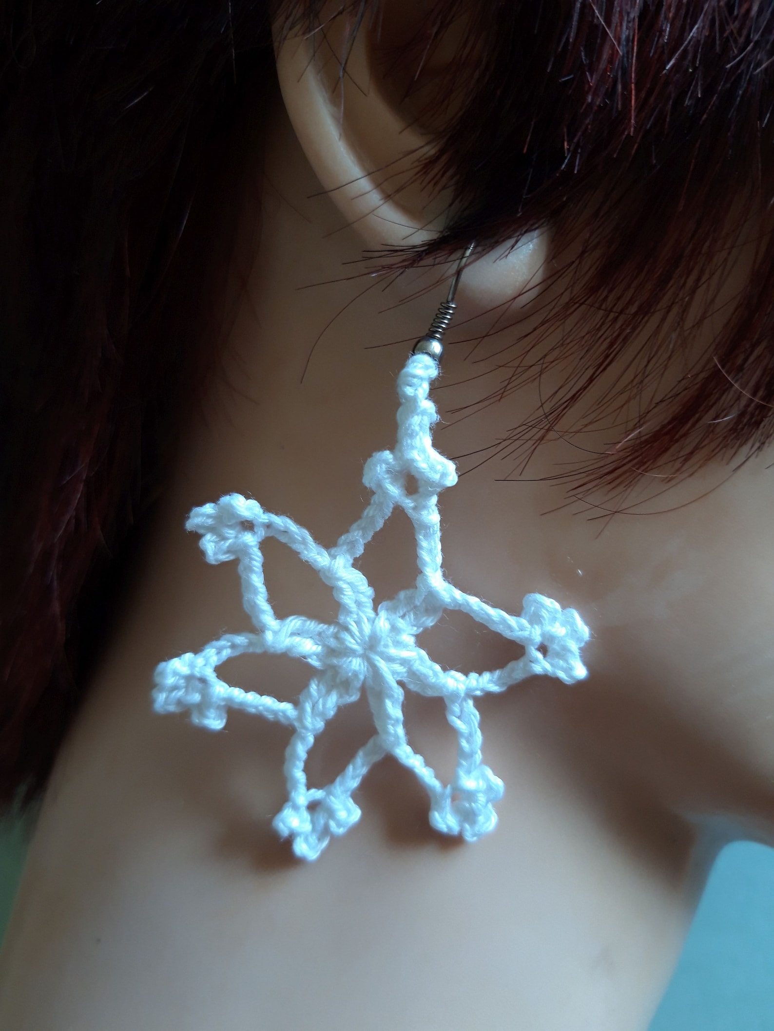 Snowflake earrings Crochet patterns 2 styles Etsy