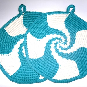 2 Tutorials crochet round Potholders SPIRALS