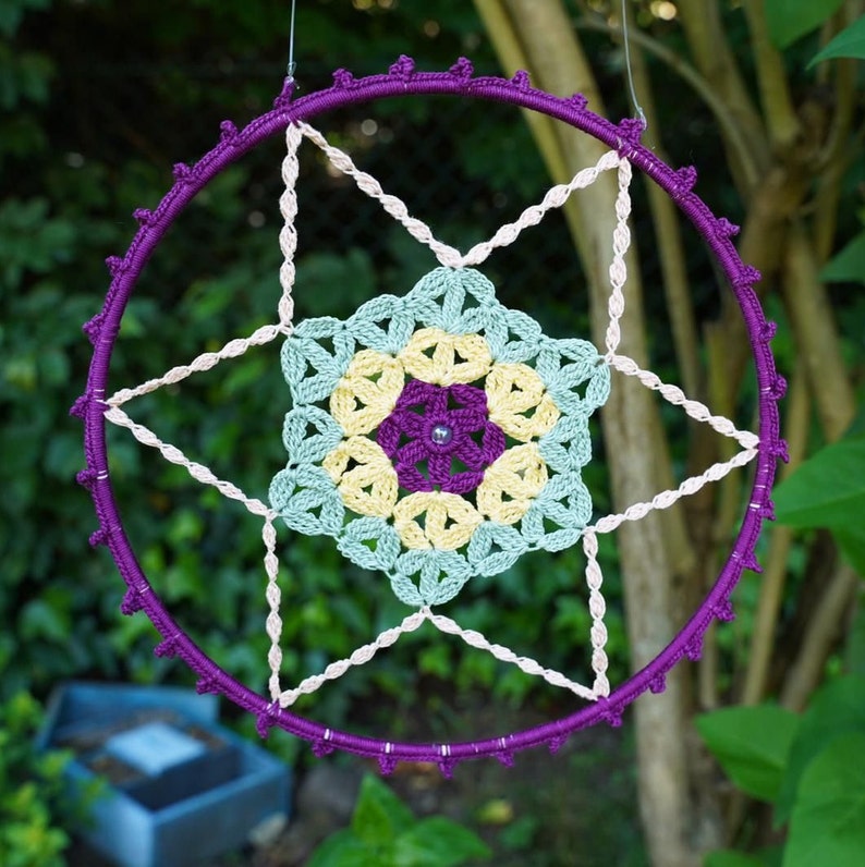 FLOWER OF LIFE Crochet tutorial Dreamcatcher Star image 7