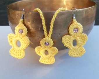 Tutorial crochet ANGEL Earrings, Necklace