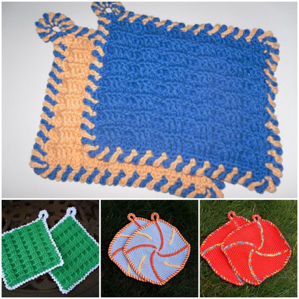 3 Crochet tutorials Potholders