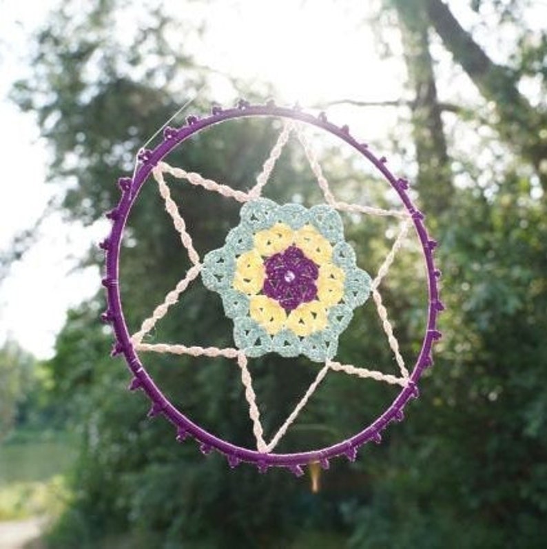 FLOWER OF LIFE Crochet tutorial Dreamcatcher Star image 5