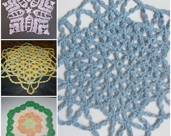 6 Crochet tutorials with 4 FLOWER OF LIFE doilies