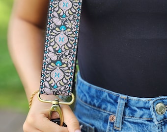 Adjustable Woven Bag Strap, Floral Embroidered Replacement Strap