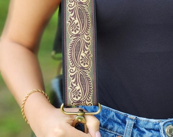 Tracolla regolabile in tessuto per borsa, motivo floreale Boho Paisley, ricambio per borsa