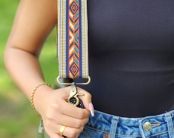 Adjustable Woven Boho Bag Strap, Embroidered Floral Replacement Strap