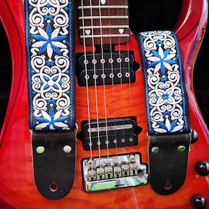 Sangle de Guitare, Sangle de Guitare Personnalisée Réglable avec embouts en cuir, Pour Guitares acoustiques électriques ou basses, SUPERNOVA