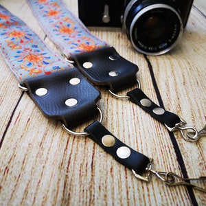 Floral Quick Release Camera Strap, Embroider, Bohemian Woven Ribbon Webbing Colorful Strap for SLR/DSLR Camera with Leather Ends, MARS