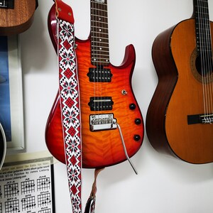 Guitar Strap, Adjustable Personalized Strap, "BAZOOKA" with Leather Ends, Electric Acoustic or Bass Guitars, Engraving Options