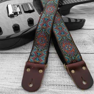 Cross Body Guitar Strap with Leather Ends For Electric Acoustic or Bass Guitars, Adjustable Personalized Strap,Engraving & Logo , &quot;NEWTON&quot;
