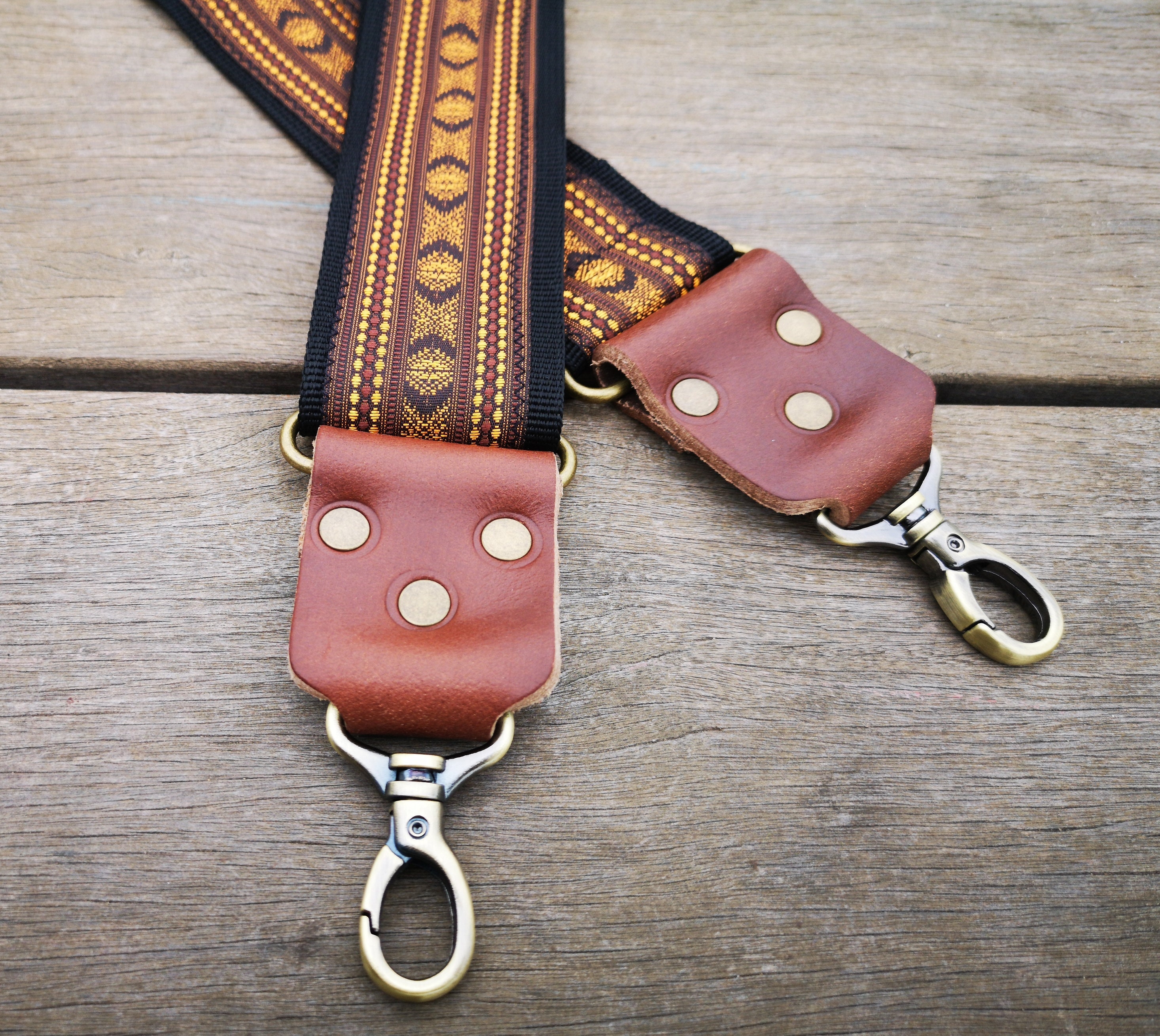 Correa de bolso colorida extraíble marrón y oro estilo de Etsy