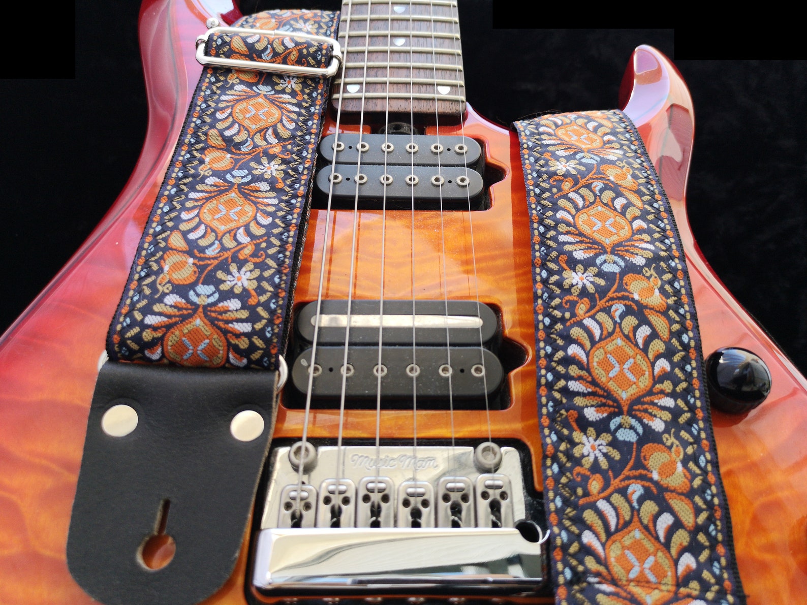 Crossbody Guitar Strap With Leather Ends for Electric Acoustic Etsy