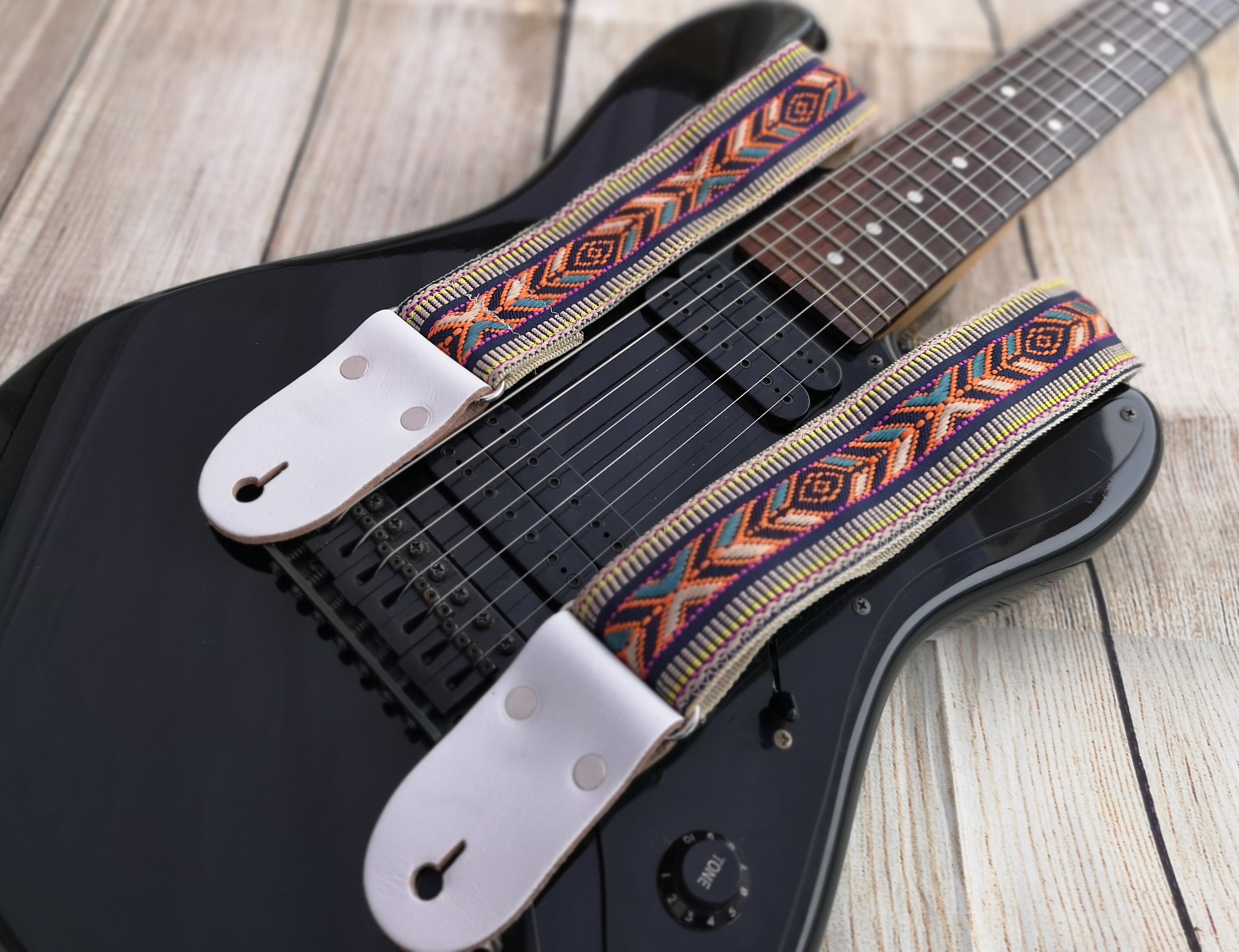 Smooth Zipper Sling Crossbody With Guitar Strap