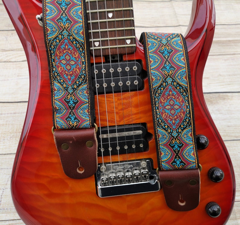 Crossbody Guitar Strap With Black Leather Ends for Electric Etsy