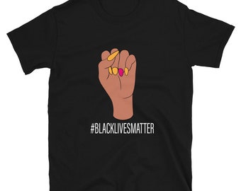 BLM T-Shirt - Women For a Cause - Long Nails Black Woman Hand