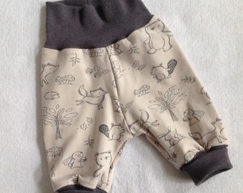 Babyhose "Tierkinder" grau