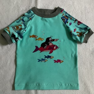 T-Shirt Gr. 110 "Pauli - Auf Tauchstation" Kindershirt Sommer blau Meer Urlaub