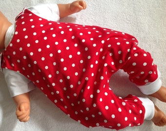 Strampler Babyhose "Pünktchen" Dots rot weiße Punkte Strampelhose Babykleidung Geschenk Geburt Taufe
