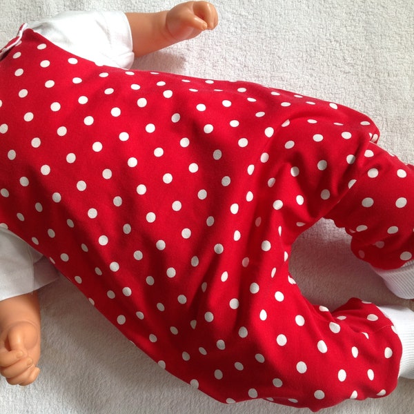 Strampler Babyhose "Pünktchen" Dots rot weiße Punkte Strampelhose Babykleidung Geschenk Geburt Taufe