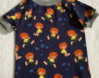 T-Shirt kurze Ärmel Kinder Pumuckl blau petrol Kindershirt Geschenk Junge Mädchen Sommer Kinderkleidung