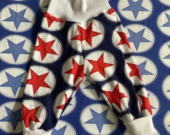 Pumphose "Sterne" Stars Babyhose 2 Farben maritim blau rot Krabbelhose Mitwachshose Frühling Sommer unisex Geschenk Taufe Kinderhose