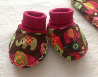 Babyschühchen Tippy Toes "Elefantenparade" braun/pink Babysocken Mädchen Geschenk Herbst