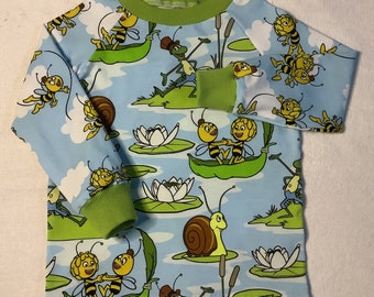 Shirt Kinder Biene Maja und Freunde Seerosenteich grün Longsleeve Kindershirt Geschenk Junge Mädchen Frühling Kinderkleidung