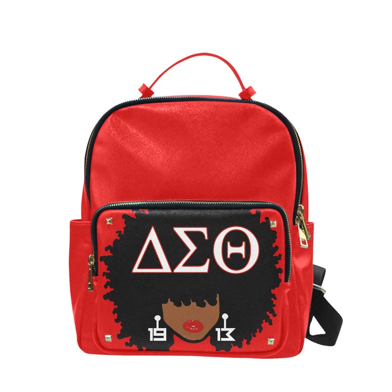 DST Delta Sigma Theta AfroChic Taiga Leather BookbagBackpack
