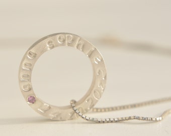 GEBURTSRING with pink sapphire necklace