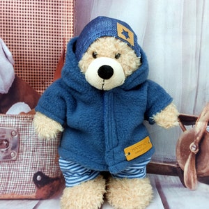 Bärenkleidung Kombimix geringelt blau jeansblau passend für Bär Teddybär Stofftiere 23 cm Bild 5