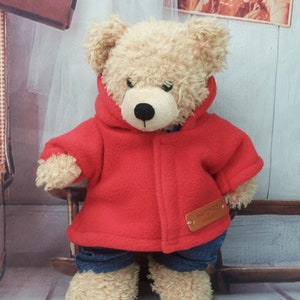 Bären Kleidung Farben Mix Jacke passend für Bären Stofftiere Plüschtiere Bear 28 cm rot