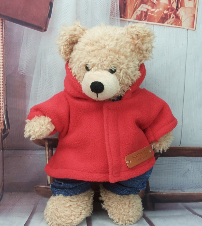 Bären Kleidung Farben Mix Jacke passend für Bären Stofftiere Plüschtiere Bear 28 cm rot