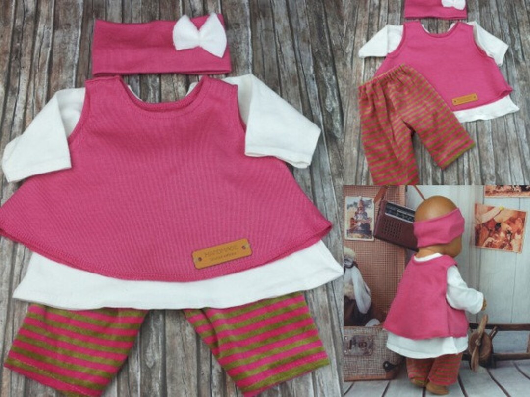 Niannyyhouse Puppenkleidung Set – Für 10-15 Cm Plüschpuppen, Mit Stirnband, T-Shirt, Hose & Gürtel