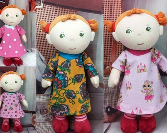Puppenkleidung Mustermix Kleid Tunika passend für Puppen Stoffpuppen 25cm Neu
