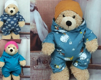 Bären Kleidung Mustermix Jumpsuit Overall und Mütze passend für Teddybär Bär 28 cm Neu