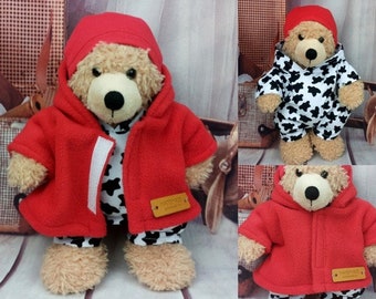 Bären Kleidung Mix rot weiß schwarz passend für Bären Stofftiere Bär Teddybär 28 cm Neu