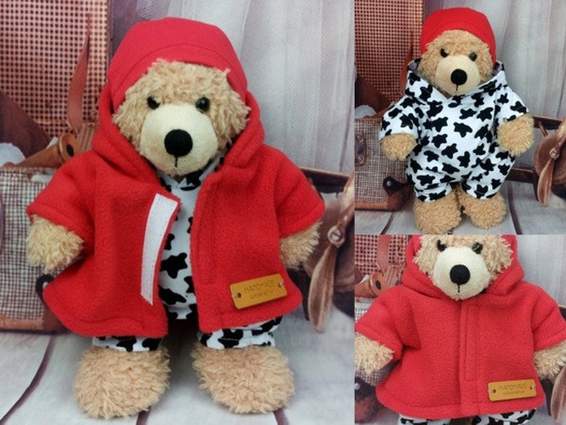 Bären Kleidung Mix rot weiß schwarz passend für Bären Stofftiere Bär Teddybär 28 cm Neu Bild 1