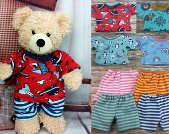 Combinazione di abbigliamento mix per orsi pantaloni camicia a righe colorata adatta per orsi peluche 28 cm