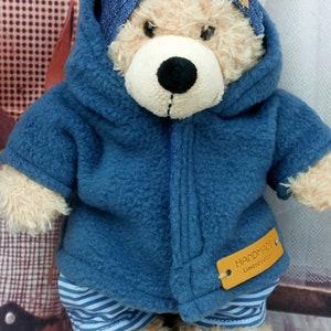 Bärenkleidung Kombimix geringelt blau jeansblau passend für Bär Teddybär Stofftiere 23 cm jacke