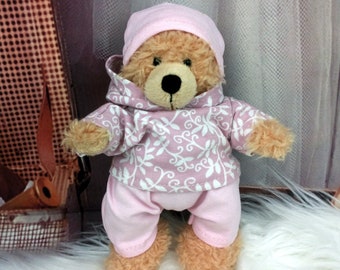 Kleidung Hoodie Hose Mütze rosa weiß passend für Teddybär Bär 18 cm