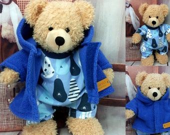 Bären Kleidung Kombimix Jacke Overall blau passend für Bären Stofftiere Plüschtiere  Bear 28 cm