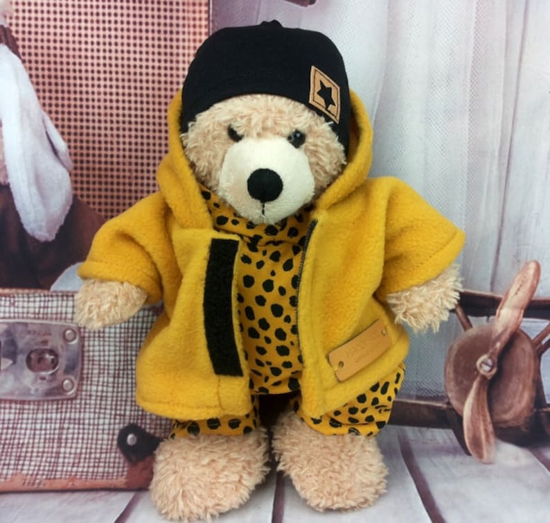 Bären Kleidung Mix Wildnis passend für Bären Stofftiere Bär Teddybär 28 cm Neu overall jacke mütze