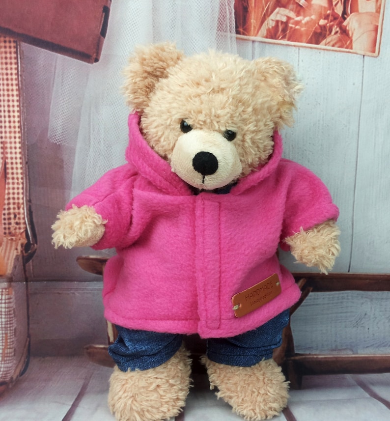 Bären Kleidung Farben Mix Jacke passend für Bären Stofftiere Plüschtiere Bear 28 cm pink