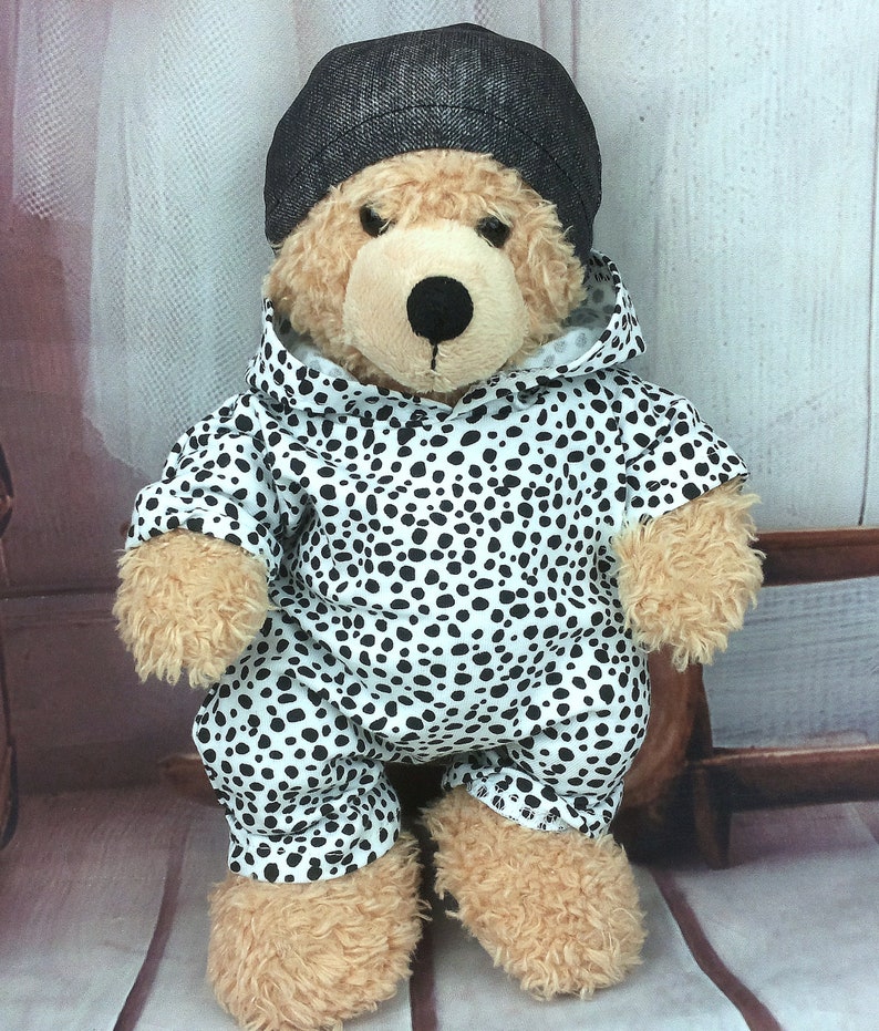 Bären Kleidung offwhite Wildnis Mix passend für BärTeddybär 28 cm overall mütze