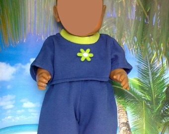 Kleidung Oberteil mit Blume Hose  passend für Babypuppen Puppen 43 cm Neu -